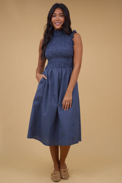 The Hazel Plaid Tank Dress WOMEN'S DRESS Mod Ref Navy S 