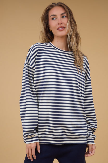 The Izzy Striped Top in navy & white for women and teen girls.