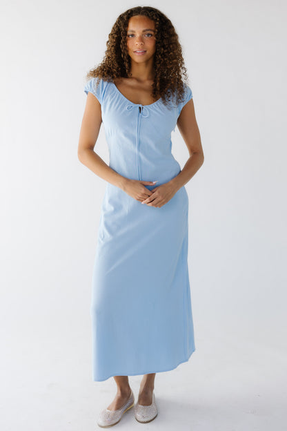 The Luna Dress in light blue for women and teens.