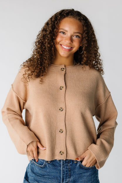 The Priscilla Cardigan in dark taupe for women and teens