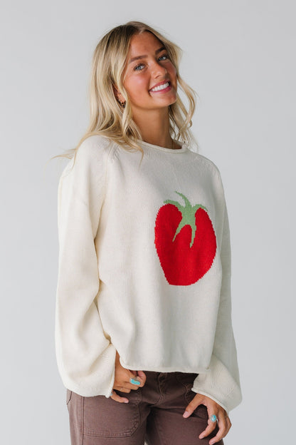 The Gabby Tomato Sweater for women in ivory