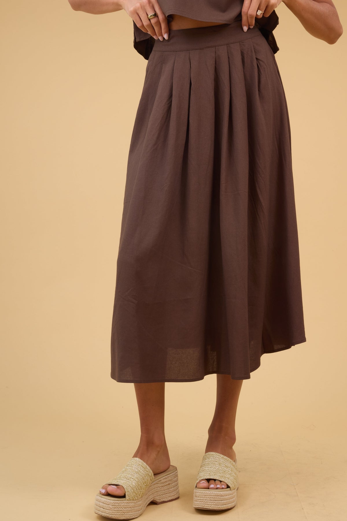 Brass & Roe Nia Skirt  in brown for women and teen girls.