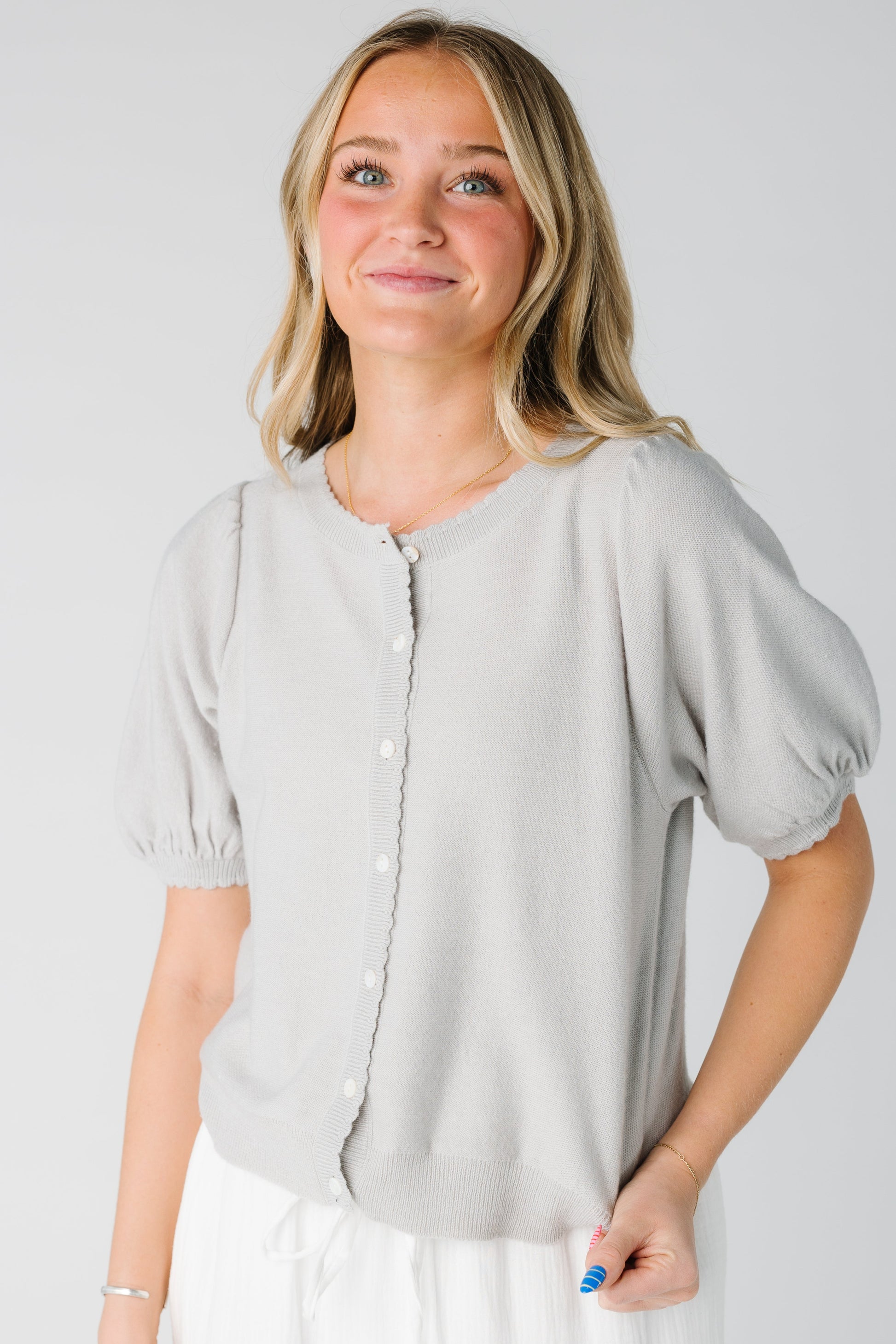 The Pauline Top in heather grey