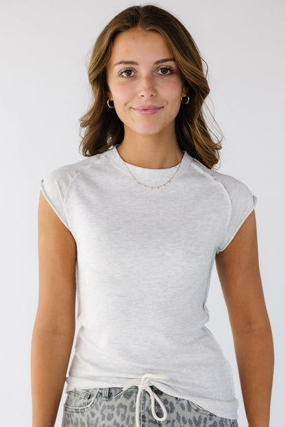 Brass & Roe Saury Tee in light grey for women and teen girls.