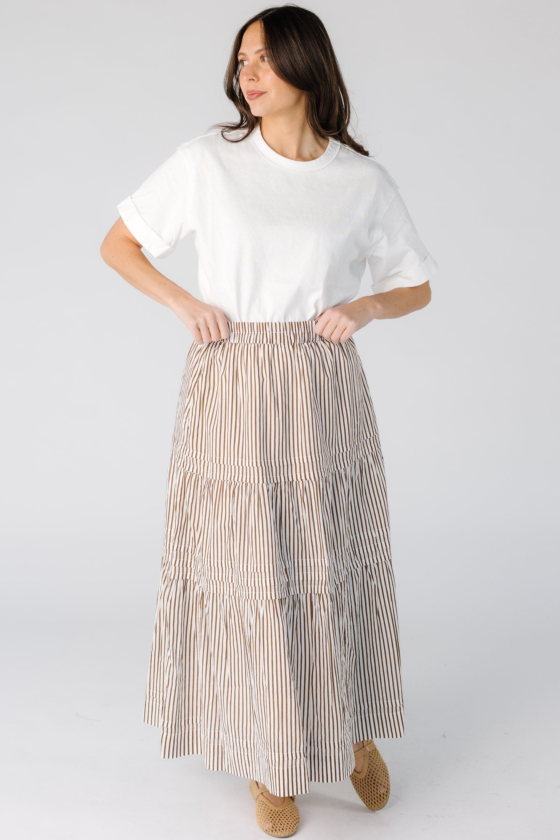 A Citrus Shae Skirt WOMEN'S SKIRTS Citrus Brown Stripe XS 
