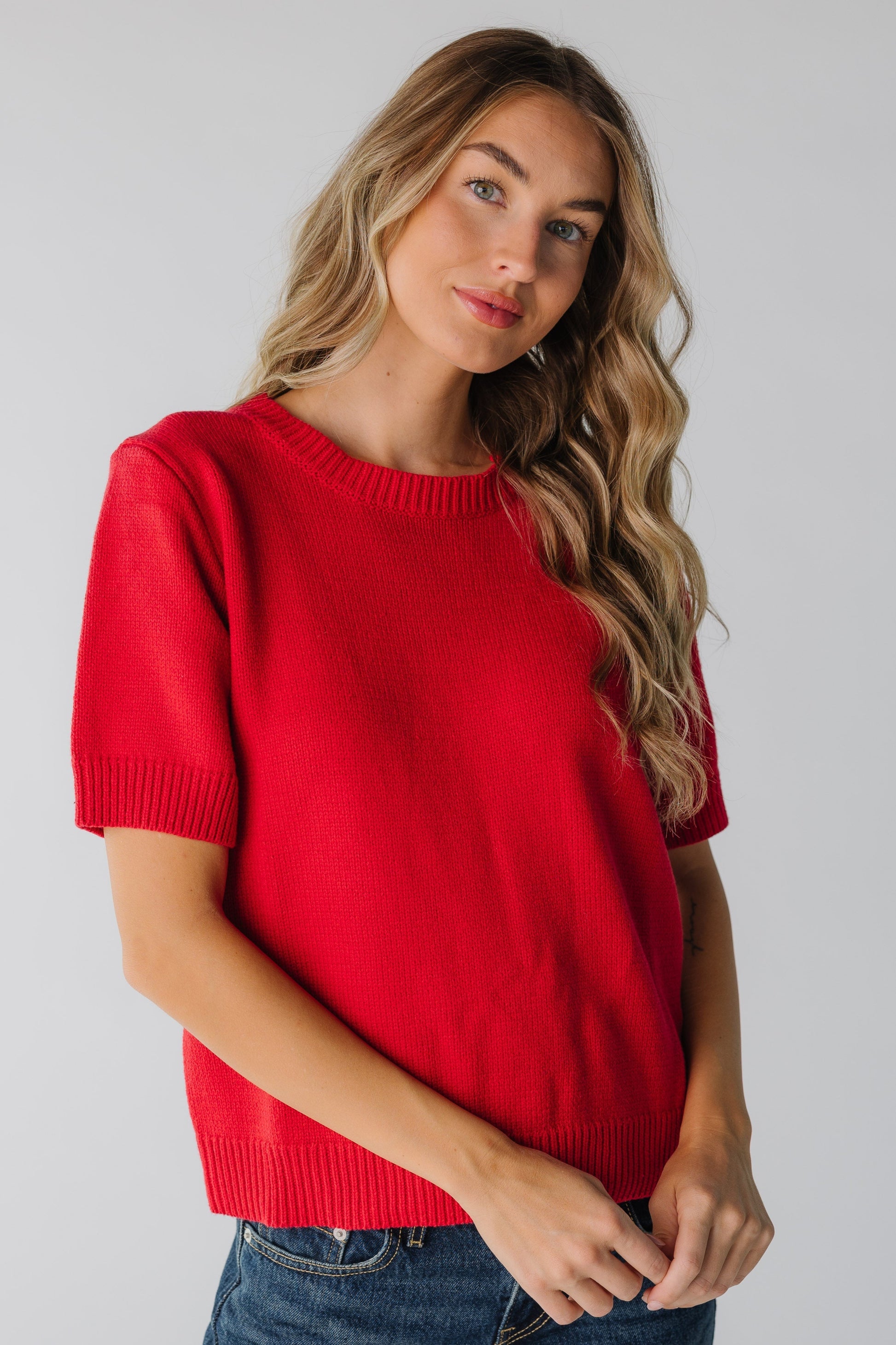 The Sunny Sweater for women in red