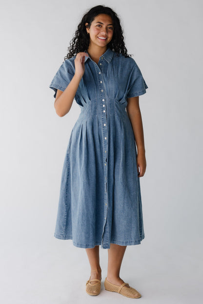 Short sleeve denim midi 