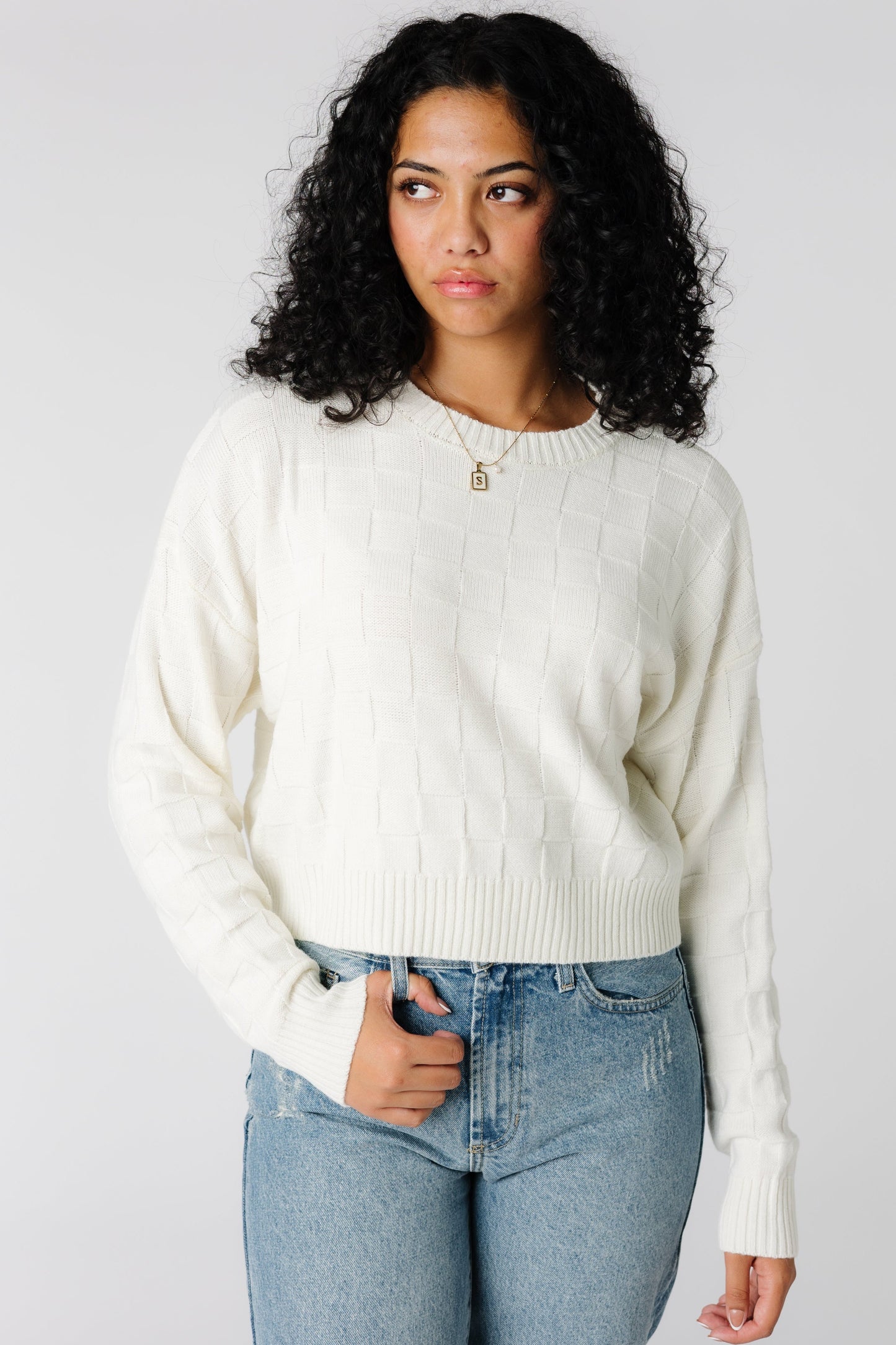 Oversized cream textured sweater