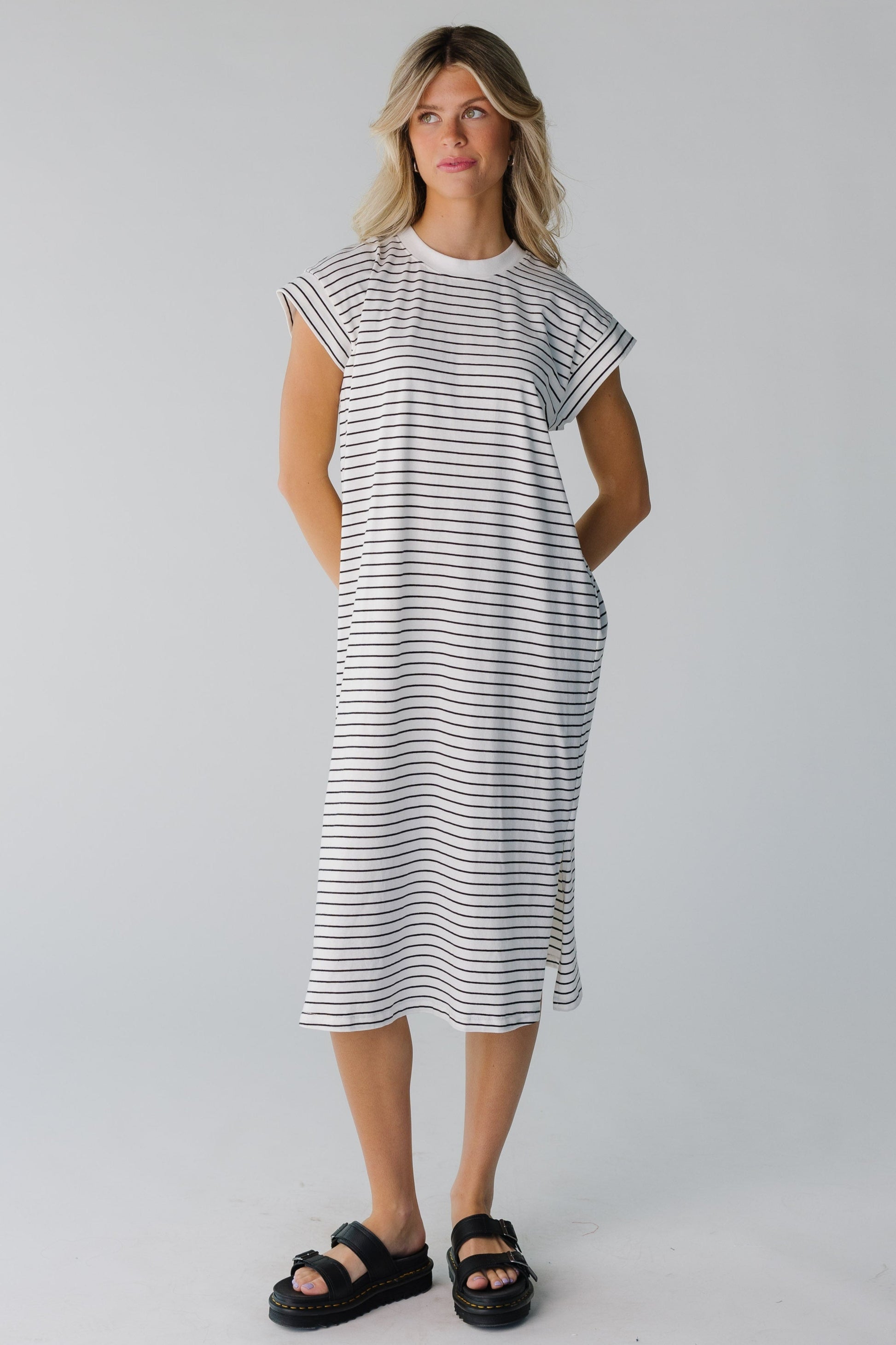 Brass & Roe Stripe Short Sleeve Dress WOMEN'S DRESS brass & roe 