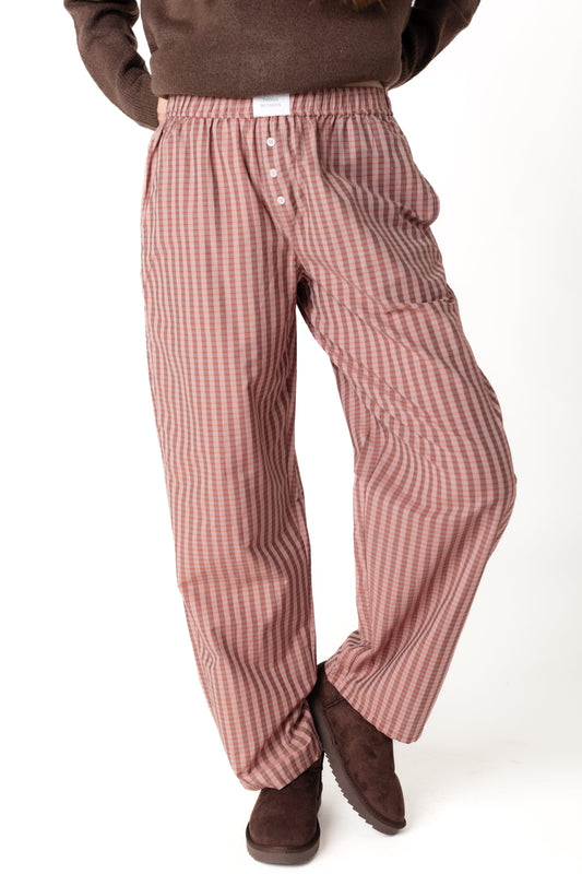 Woven rust  pajama pant with elastic waist