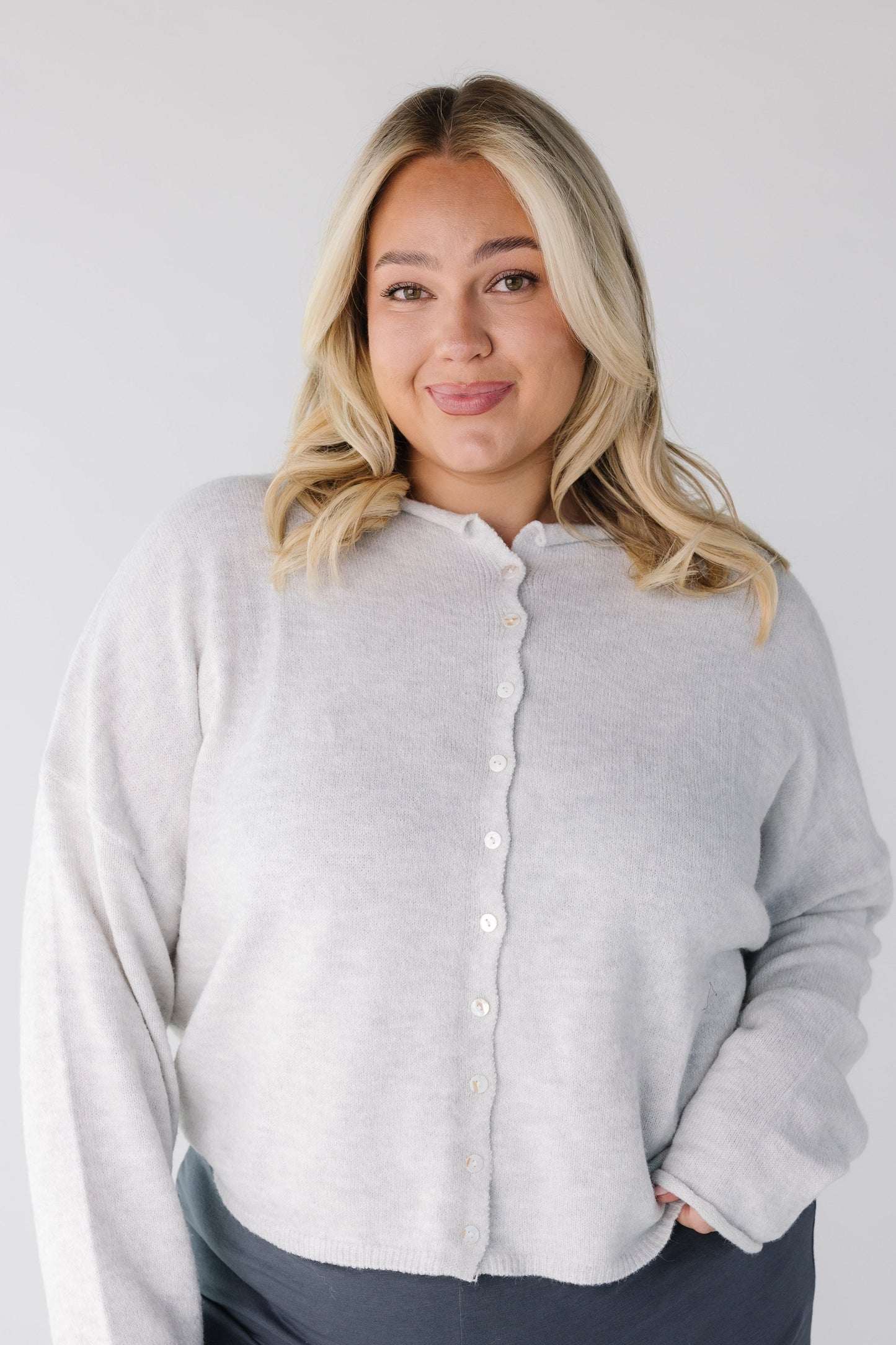 Aria Soft Cardigan WOMEN'S CARDIGAN Things Between Light Grey 2XL 