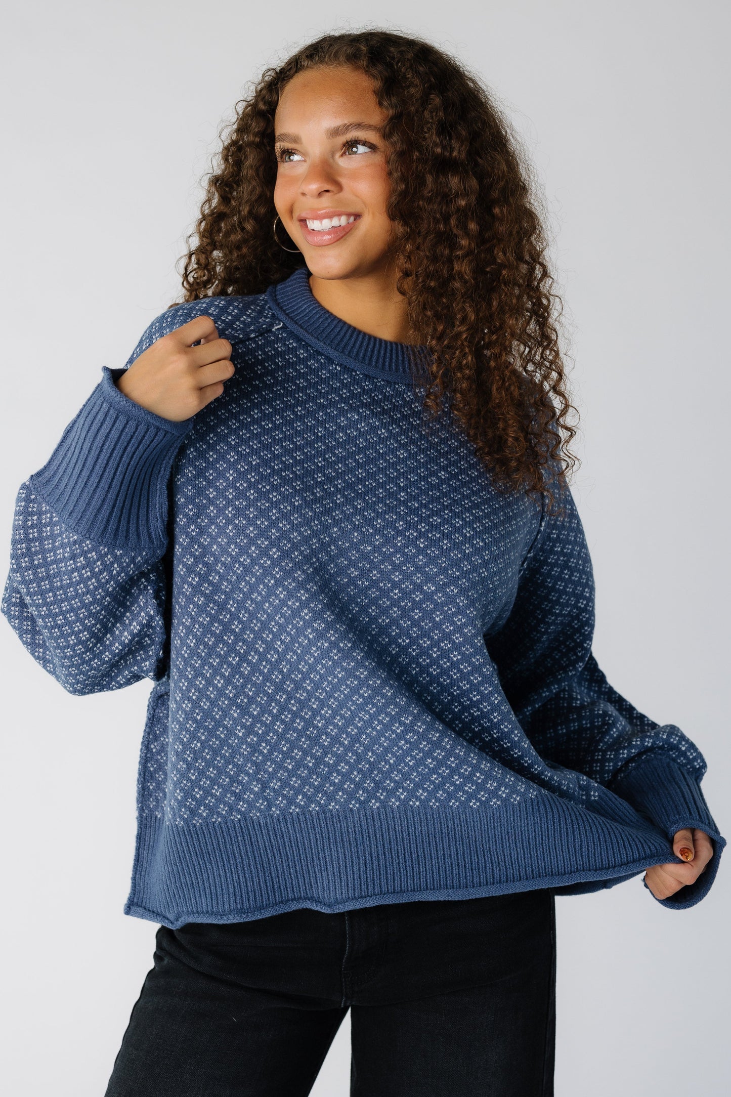 The Best Design Pullover Sweater in blue and white for women and teens