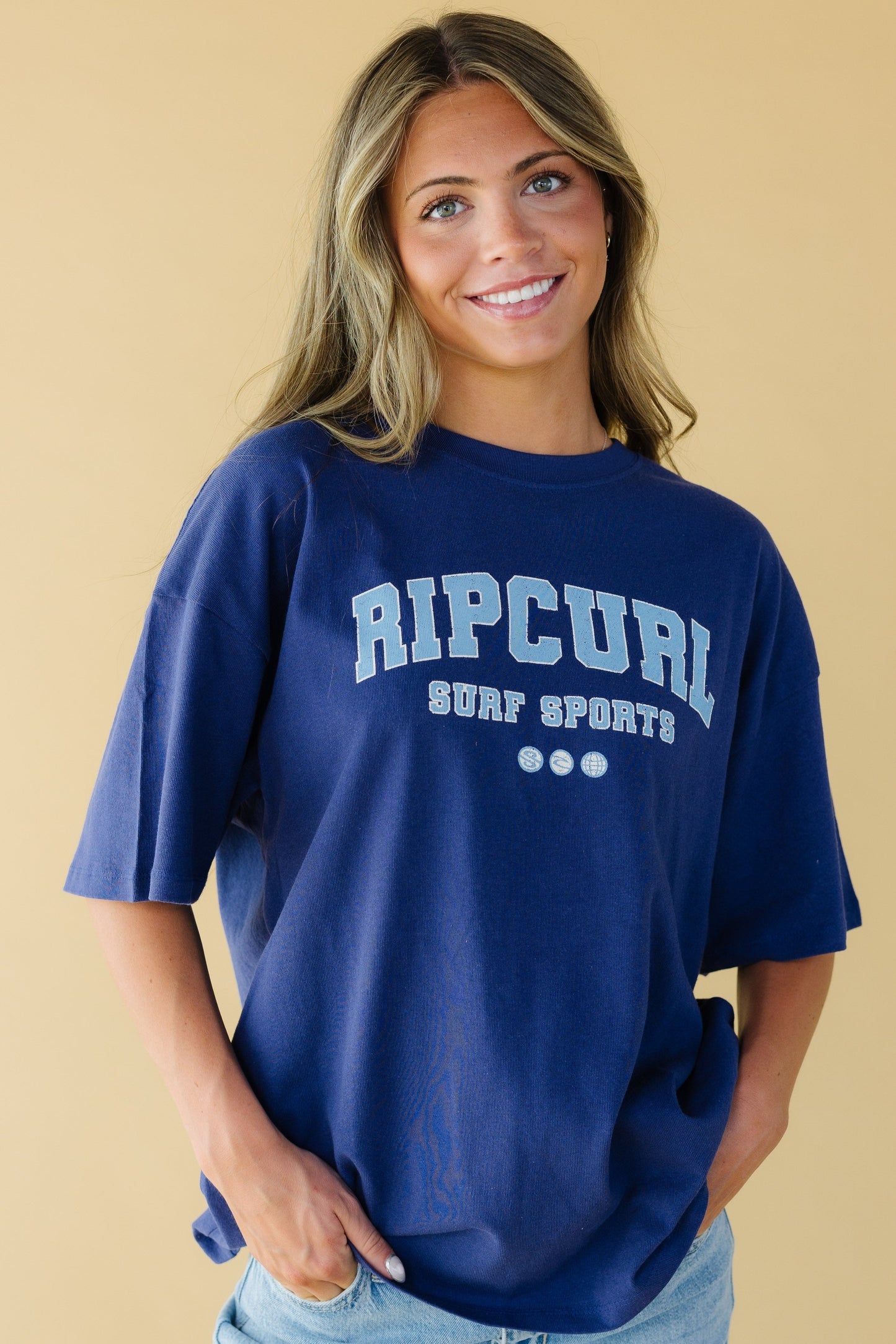 Rip Curl Varsity Sports Heritage Tee WOMEN'S T-SHIRT Rip Curl Dark Blue XS 