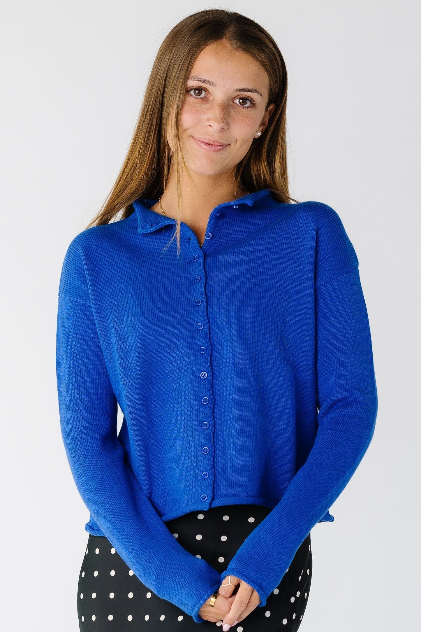 The Marlo Cardigan in blue for women and teens