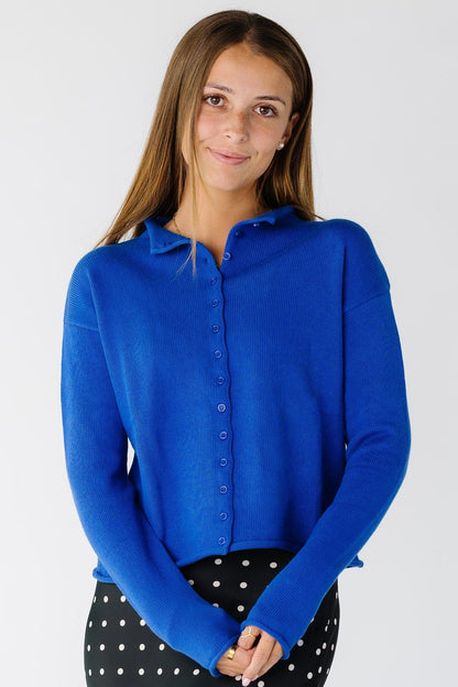 The Marlo Cardigan in blue for women and teens