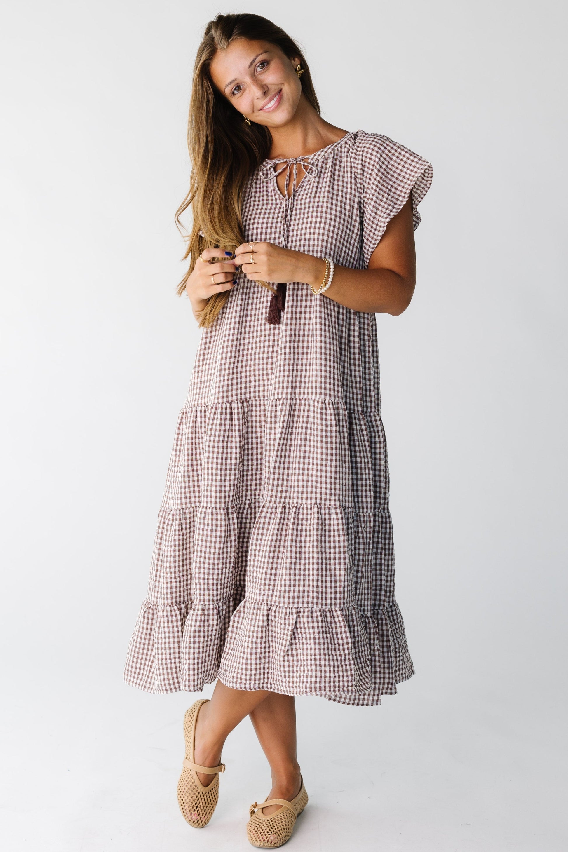Brass & Roe Elmina Gingham Dress Green Gingham / M Brass & Roe Elmina Gingham Dress Green Gingham / M