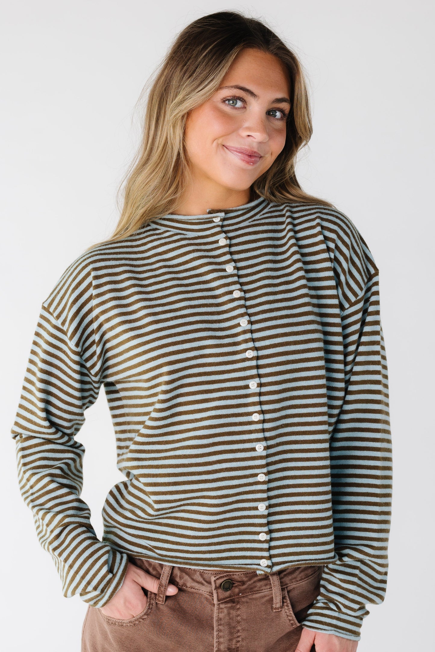 The Alyssa Cardigan WOMEN'S CARDIGAN Mod Ref Blue/Brown S 