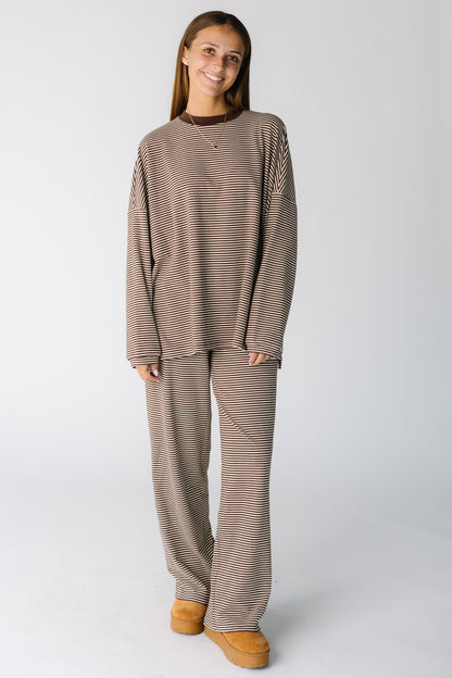 Brown stripe lounge set for women and teens 