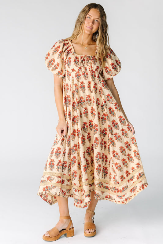 Citrus The Jolie Lyon Dress WOMEN'S DRESS Citrus Cream Print XS 