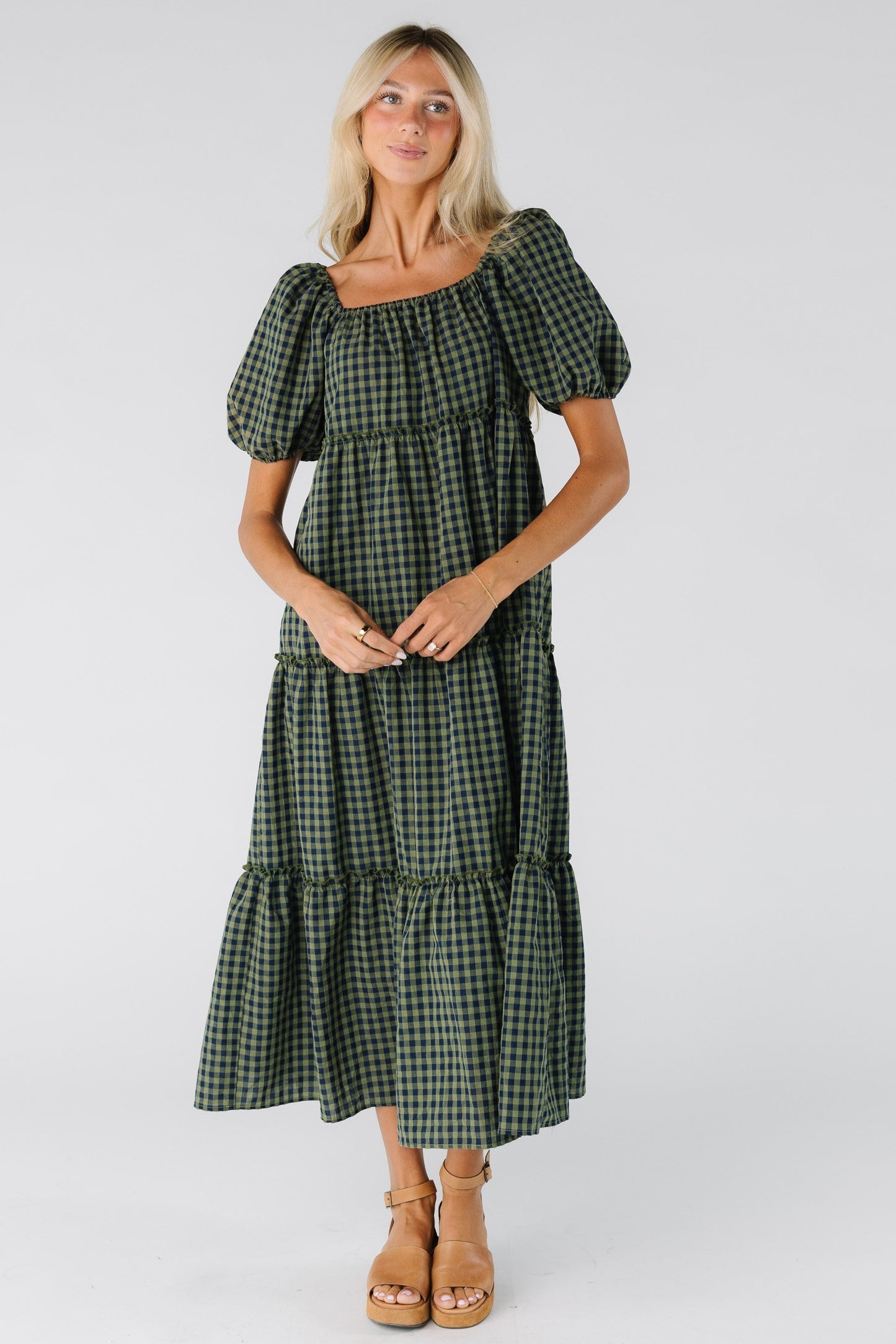 Loose fitting gingham dress for teens and women