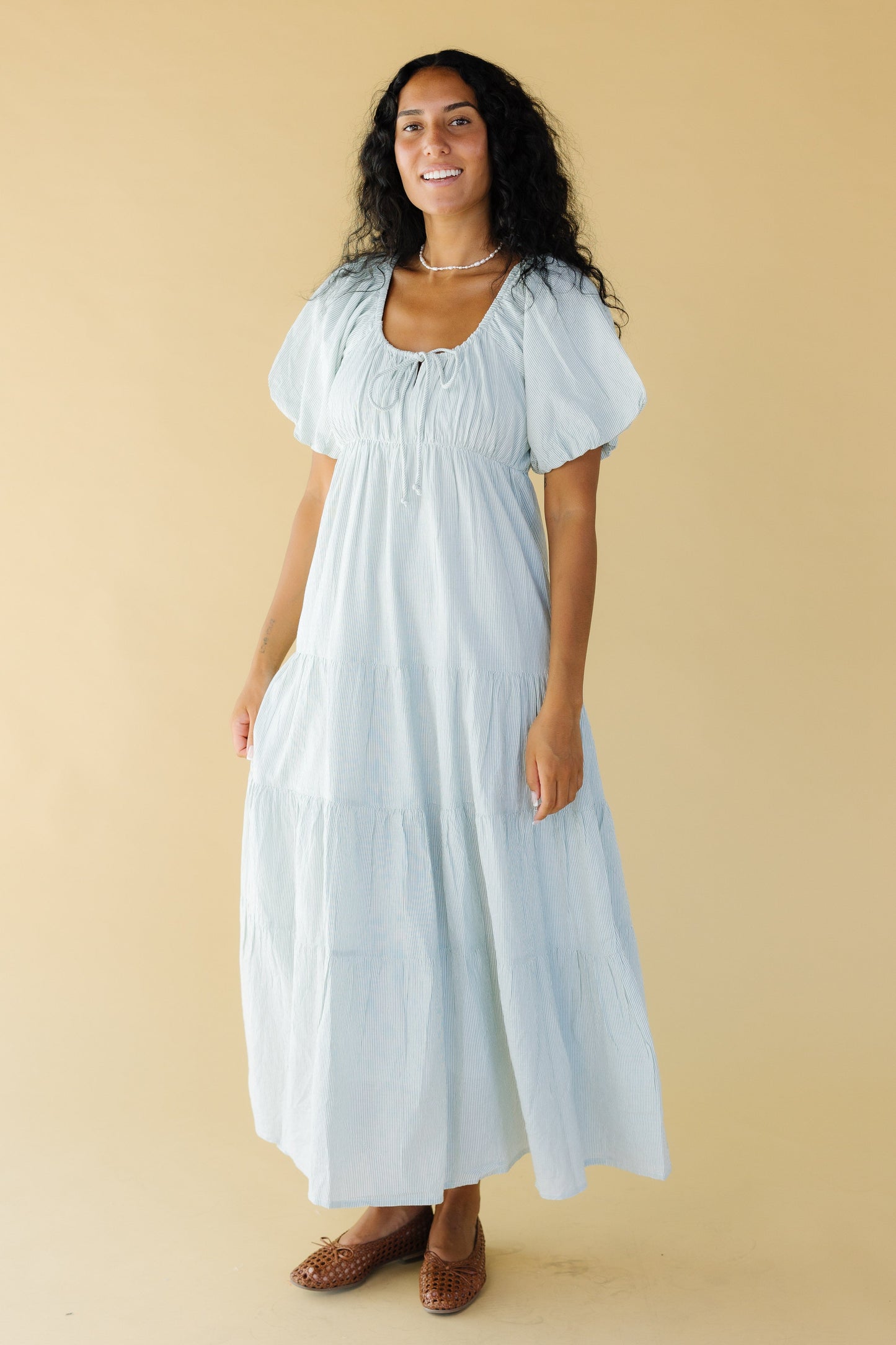 Citrus Lyon Tiered Dress WOMEN'S DRESS Citrus Green Stripe XXS 