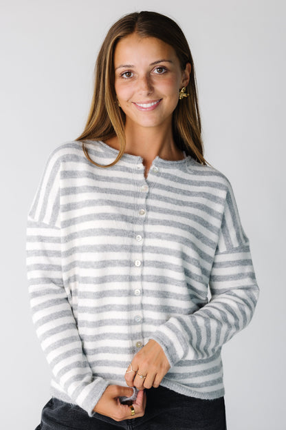 Danika Striped Cardigan for women and teens in heather grey