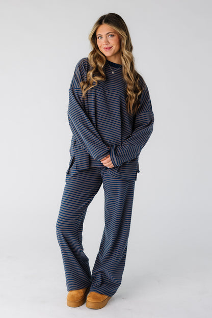 Cutie Everyday Stripe Spring Set Women's Set brass & roe Blue/Taupe XS 