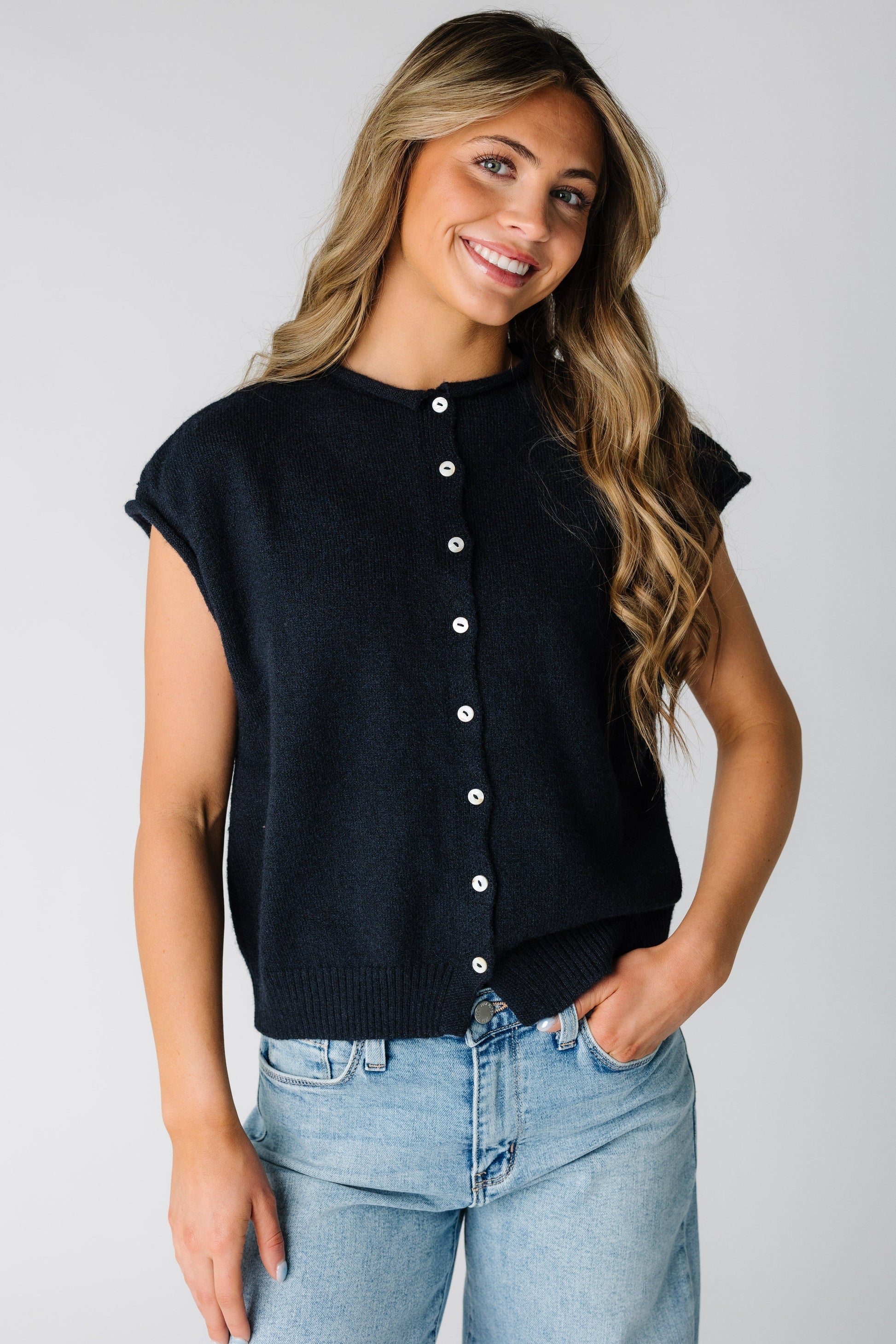 Bonnie Sweater Vest Cardigan WOMEN'S VEST Things Between Midnight S 