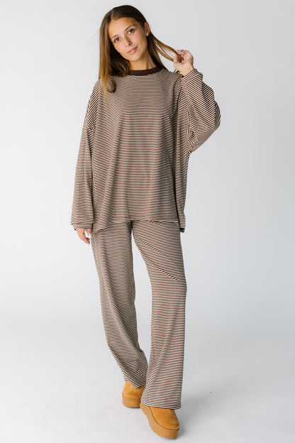 Cutie Everyday Stripe Set Women's Set by Brass & Roe in brown stripe