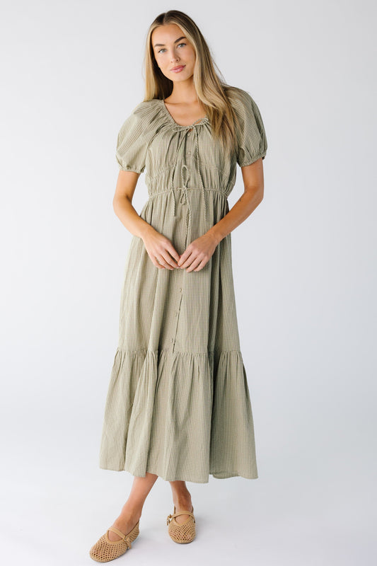 Citrus The Erika Dress WOMEN'S DRESS Citrus Green Gingham XS 