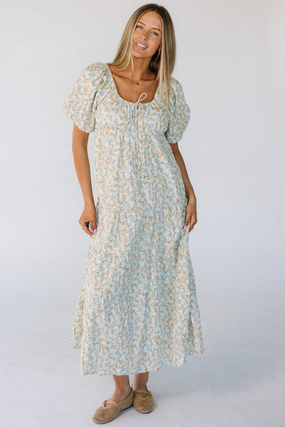 Citrus Lyon Tiered Spring Dress WOMEN'S DRESS Citrus Light Green Print XS 