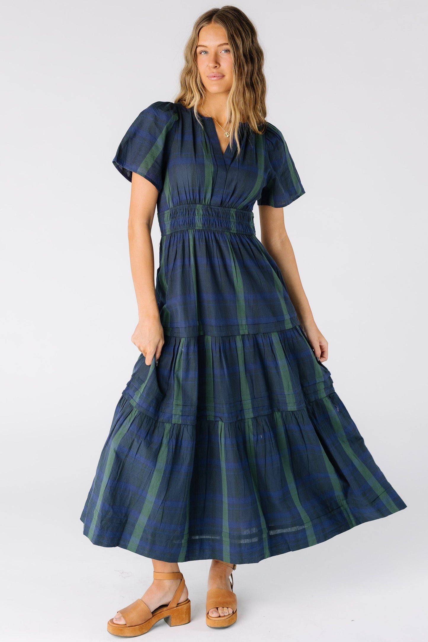 Citrus The Hollis Shae Dress WOMEN'S DRESS Citrus Green Plaid XS 