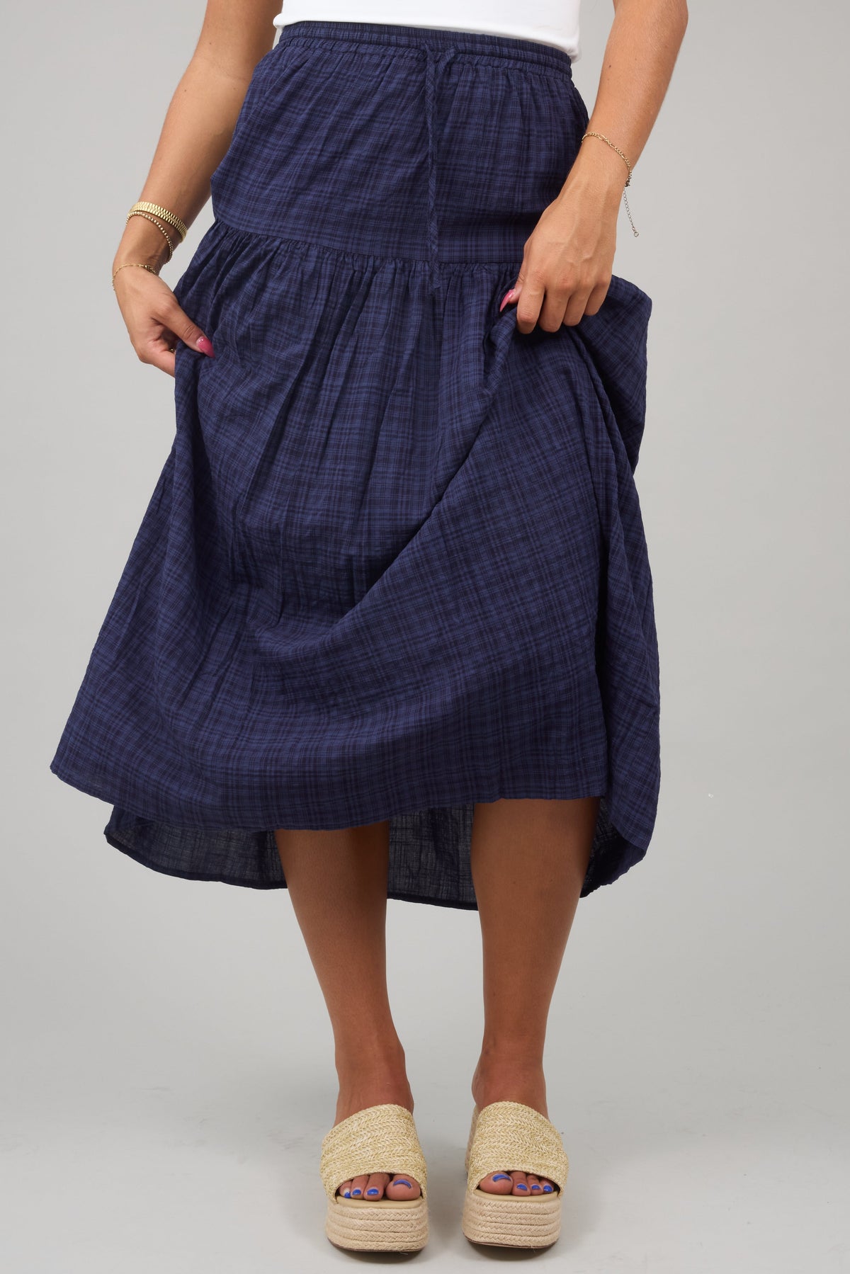 Checkmate Tiered Skirt WOMEN'S SKIRTS Things Between Navy S 