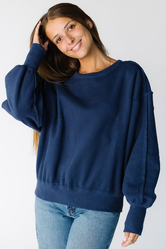Brass & Roe CTS Reversible Sweater in navy for women and teens