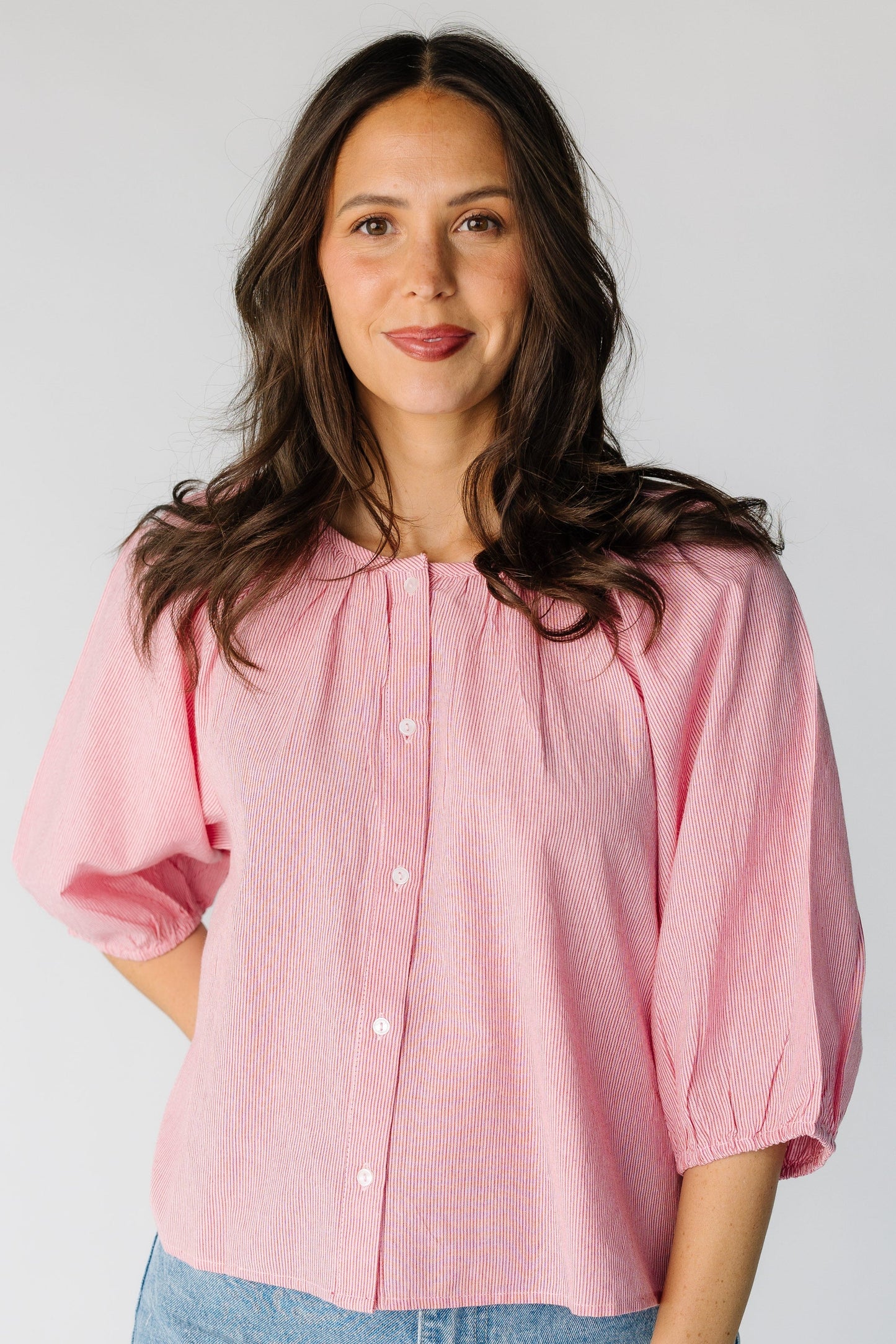 Citrus The Blooming Top- Prints WOMEN'S TOP Citrus Pink Stripe XS 
