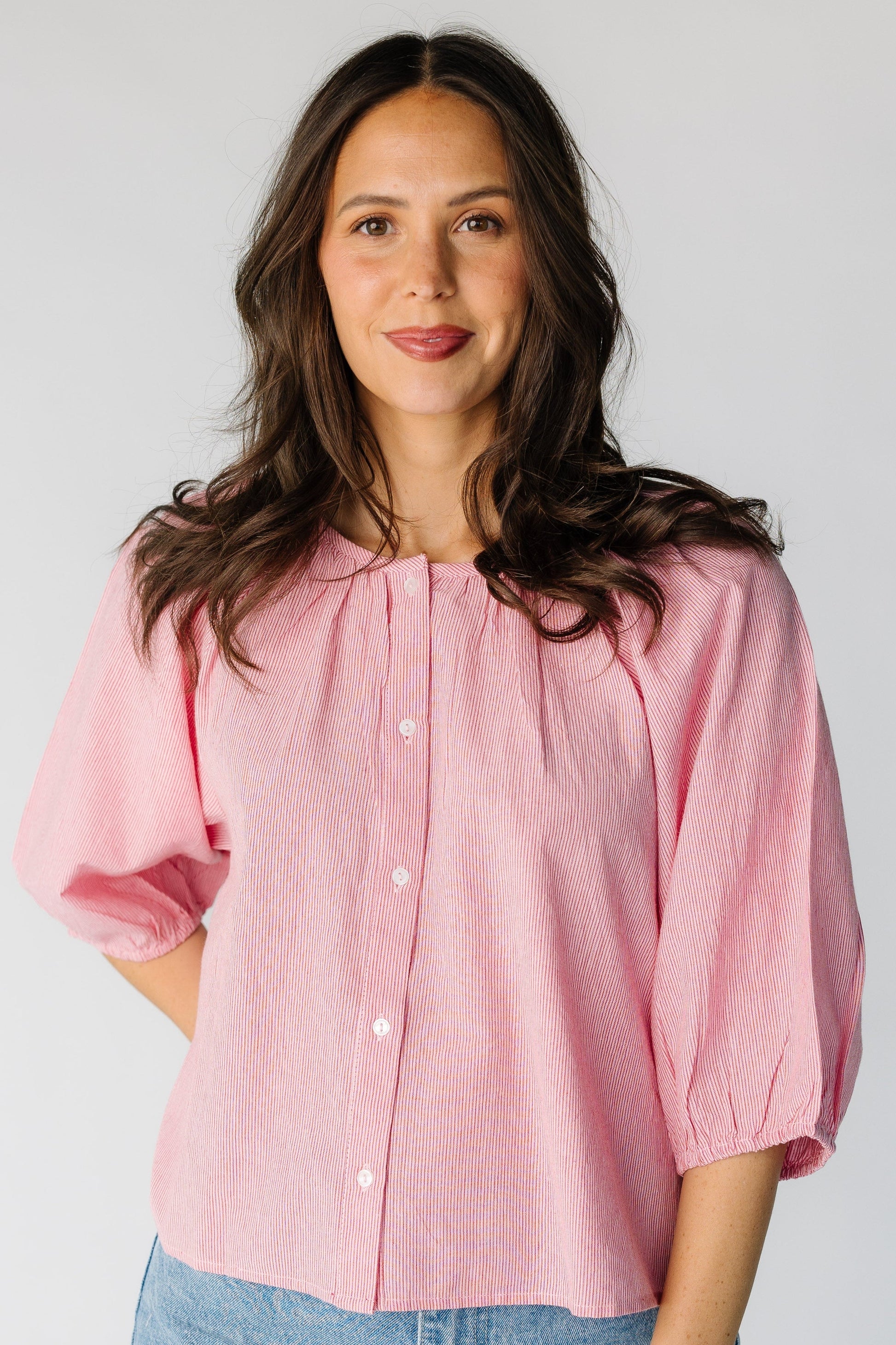 Citrus The Blooming Top- Prints WOMEN'S TOP Citrus Pink Stripe XS 