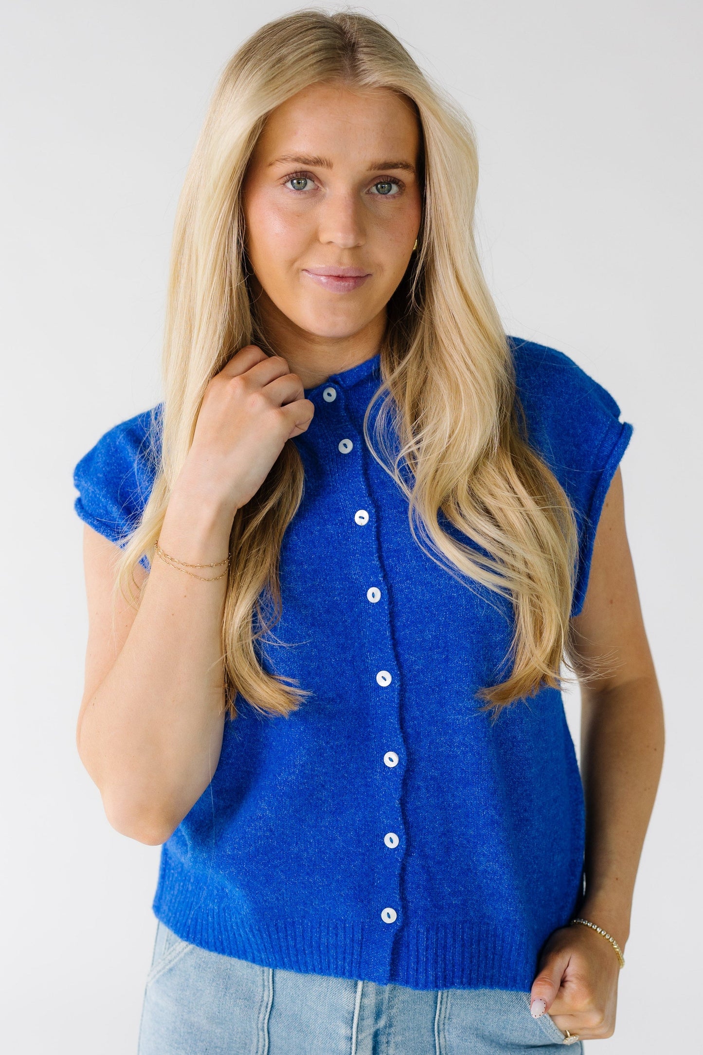 Bonnie Sweater Vest Cardigan WOMEN'S VEST Things Between Royal Blue S 