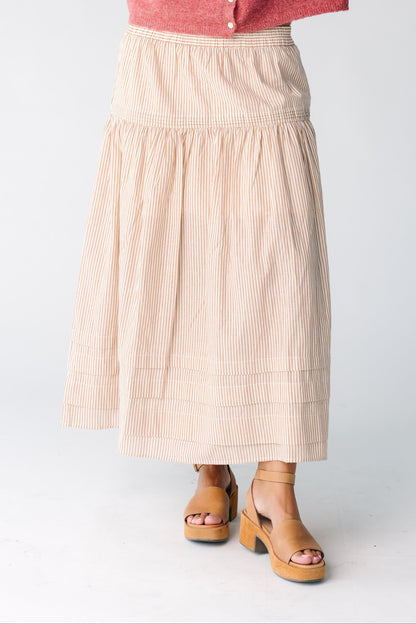 Stripes Pleated Skirt WOMEN'S SKIRTS Things Between Almond S 