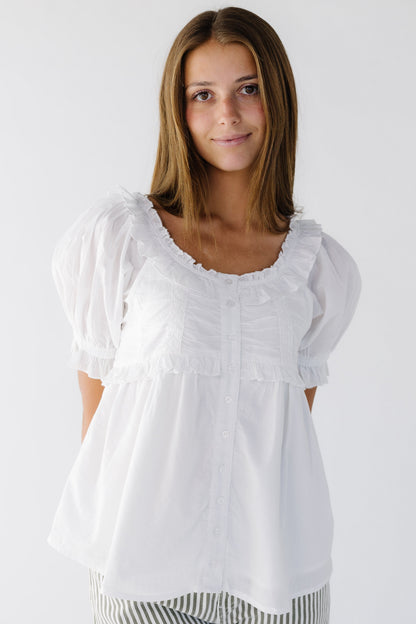 Citrus Carla Details Blouse in white for women and teen girls.