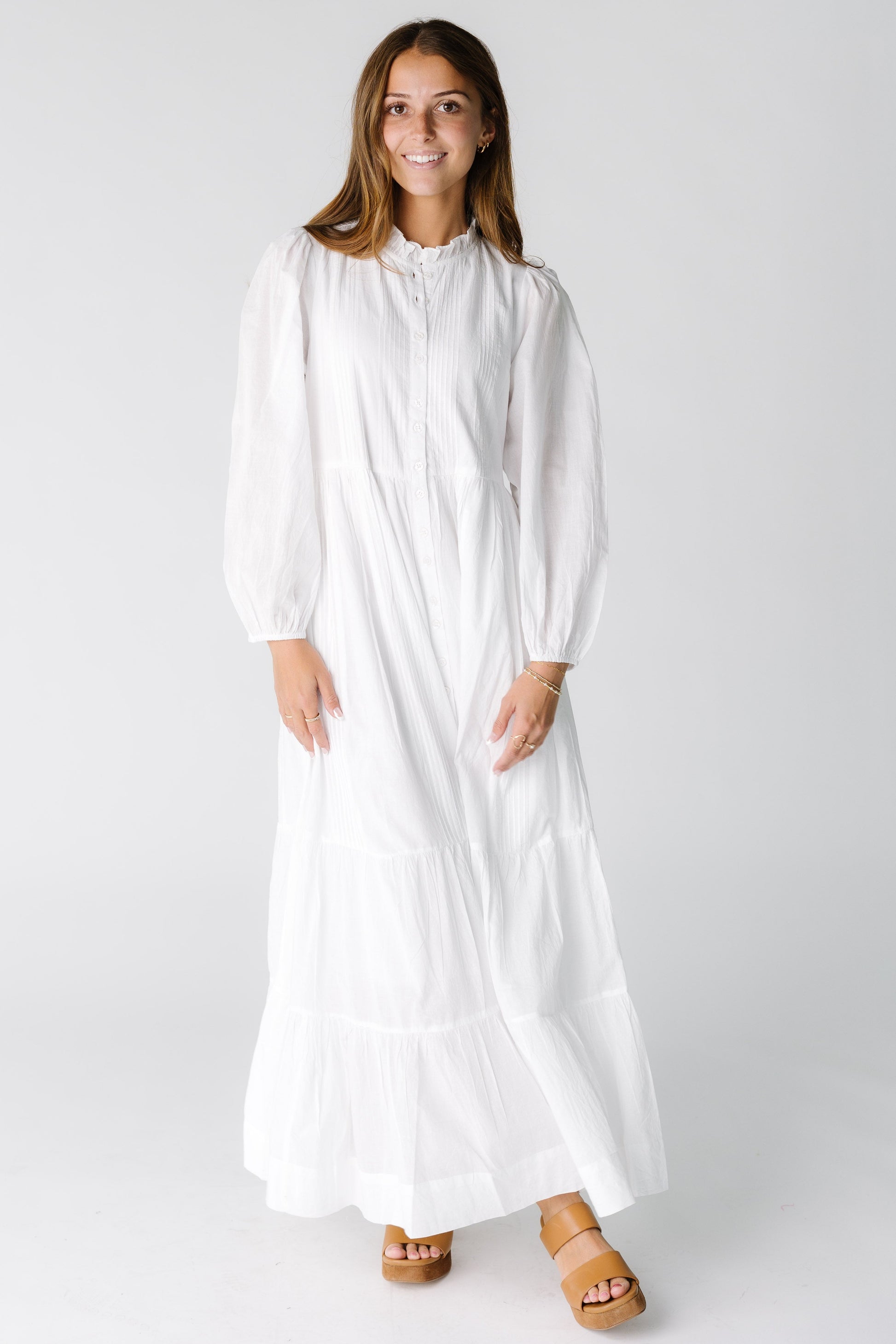 Citrus Flower Fields White Dress in white for women and teens