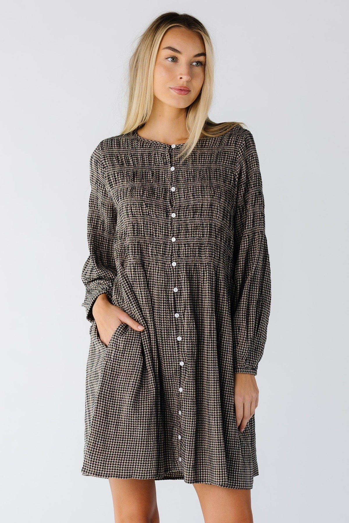 Brass & Roe Mia Smocked Knee Dress WOMEN'S DRESS Brass & Roe 