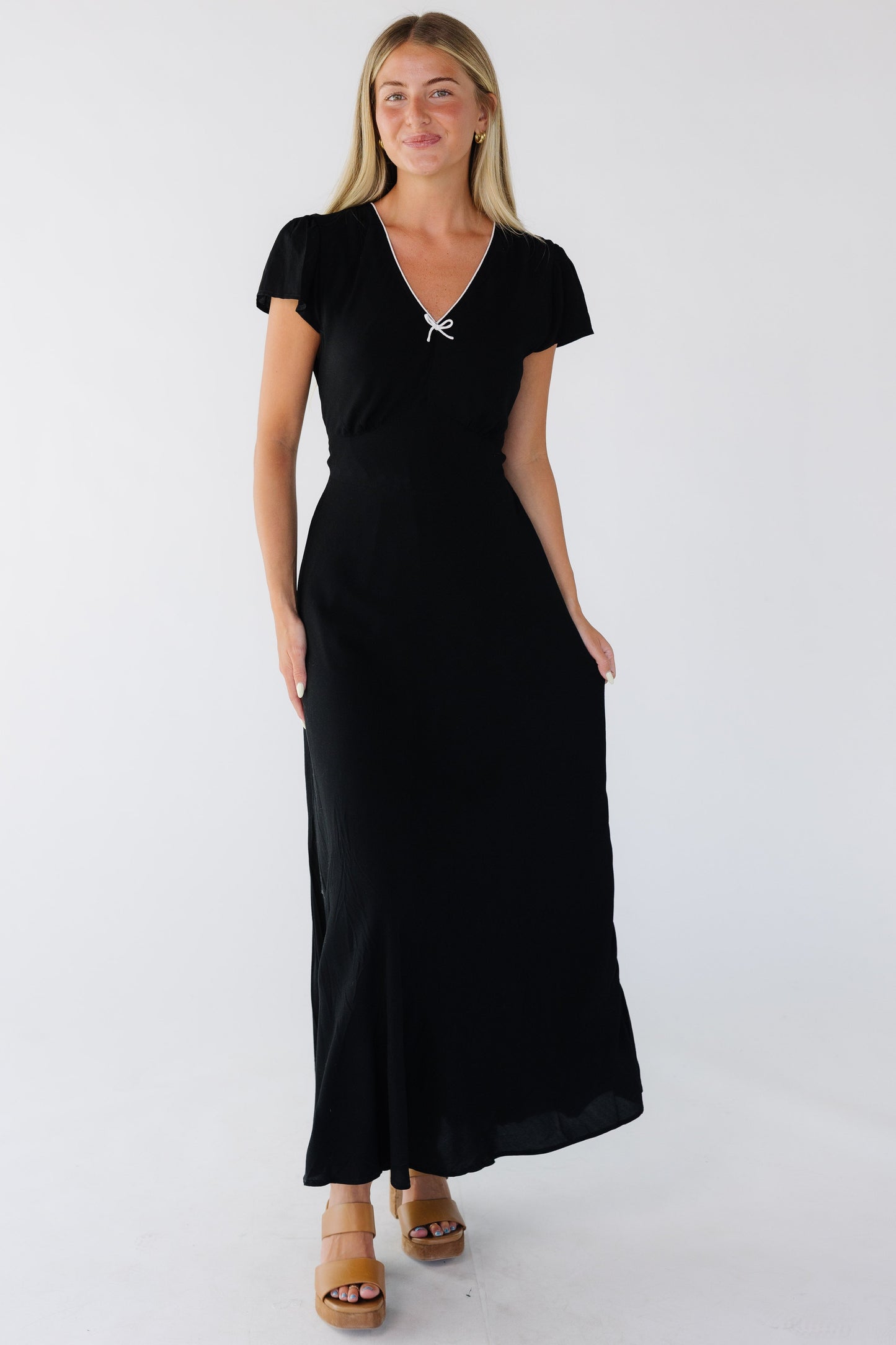 Brass & Roe Veronica Details Dress in black for women and teen girls.