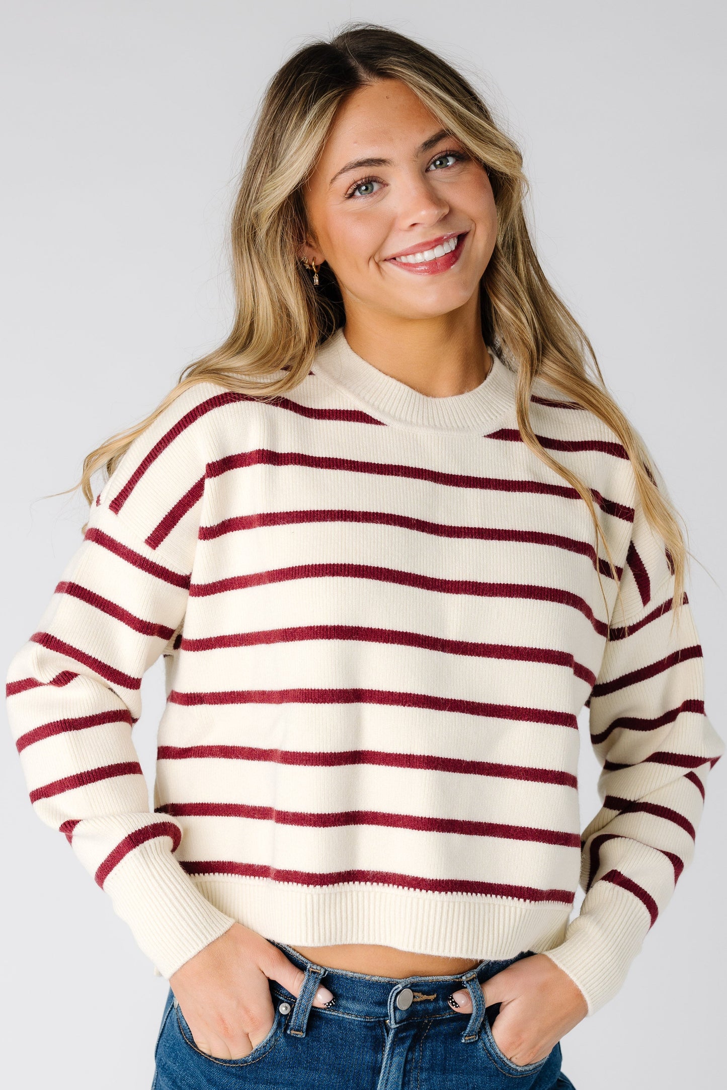 The Bourdeaux Stripe Sweater WOMEN'S SWEATERS Skies Are Blue 
