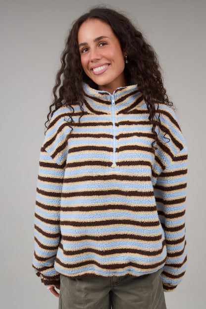 Striped Sherpa Pullover WOMEN'S TOP Called to Surf 