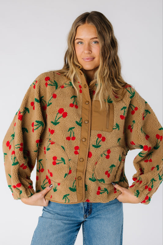 Choco Cherry Sherpa Jacket WOMEN'S JACKETS Very J Cocoa S 