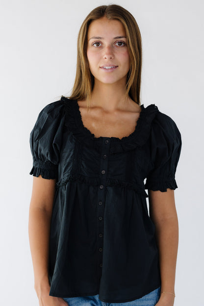 Citrus Carla Details Blouse in black for women and teen girls.