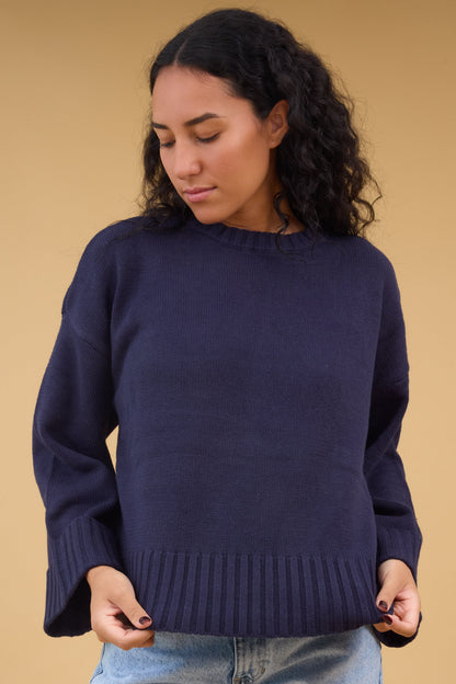 Oversized Cozy Sweater in navy for women and teen girls.