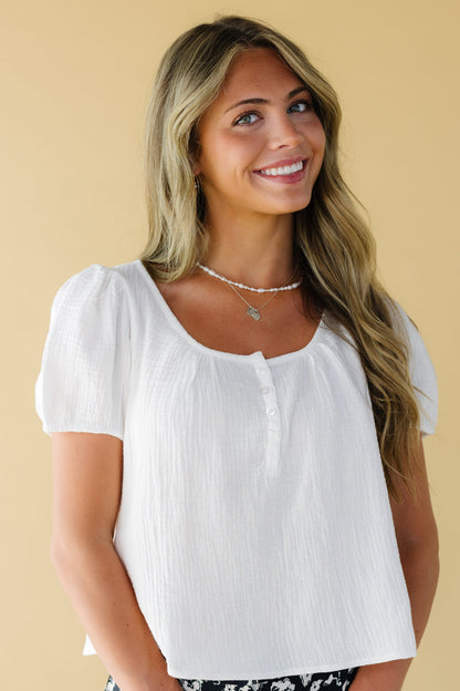 Brass & Roe Portland Gauze Top in white for women and teenage girls.