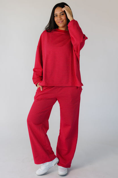 Cutie Everyday Lover Stripe Set in red with white double stripes for women and teens.