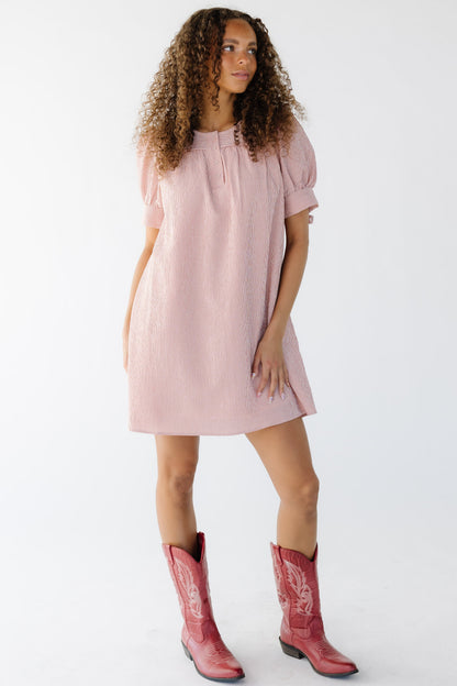 The Malorie Dress in tiny pink gingham for women and teen girls.